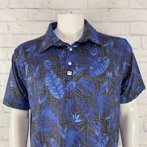 Greater Half Shirt Men's‎ Large Polo Short Sleeve GH Shirt Blue Floral Hawaiian